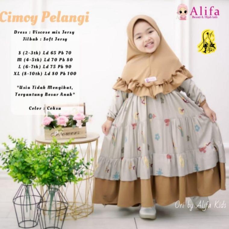 gamis anak2022 cimoy kids | gamis anak 2 3 4 5 6 7 8 9 10 tahun | bahan adem plus jilbab original al