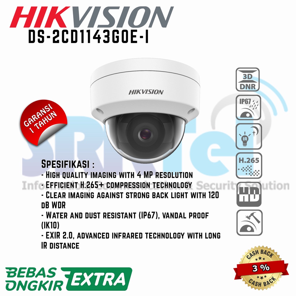 HIKVISION DS-2CD1143G0E-I 4 MP Fixed Dome Network Camera