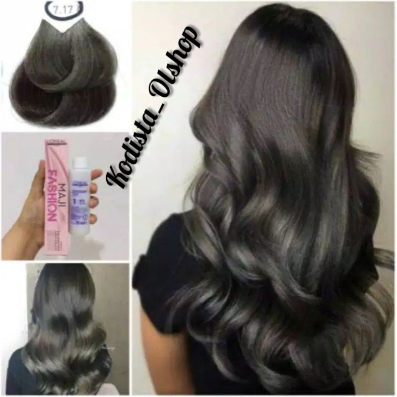 Loreal Maji Fashion 7.17 (Gun Matte-Tel) dan Oxidant Mini 75ml