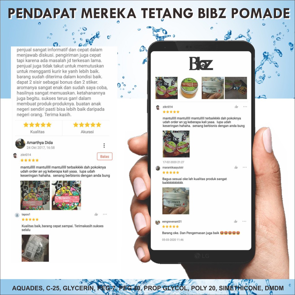 Pomade Rambut Pomade Waterbased Bibz 100 gram Strong Hold