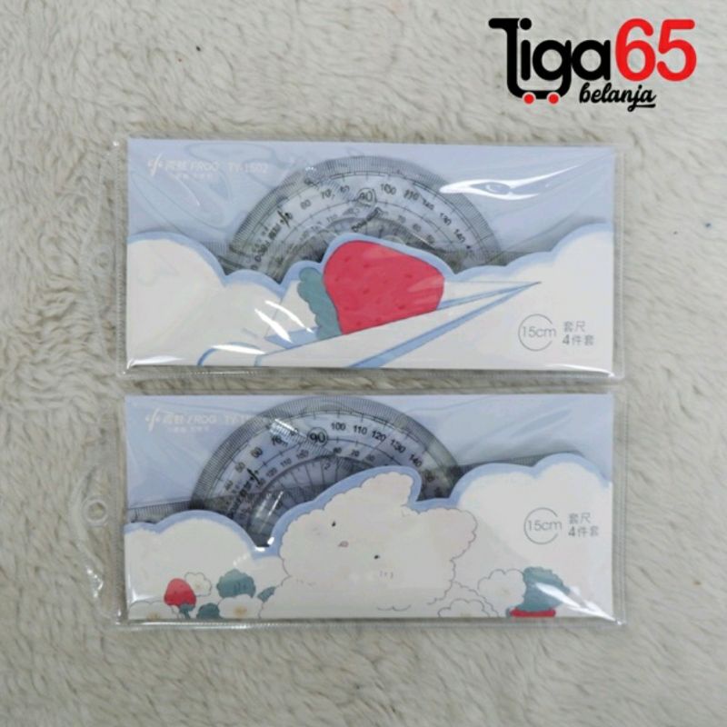 365 PENGGARIS SET 15CM #40911 Paket Penggaris / Penggaris Set Plastik 15cm 5in1 Estetik