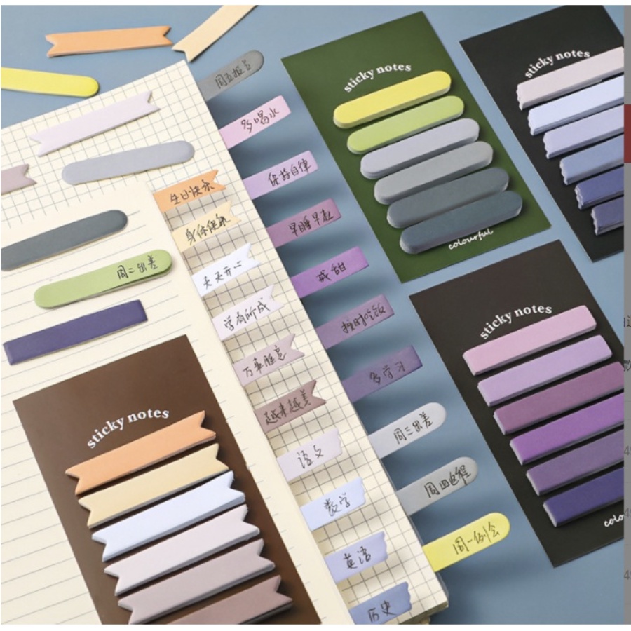 【GOGOMART】Sticky Notes Tempel / Memo Catatan Pembatas Buku Gradient Classicfy / Memo Note Klasik - 6 baris