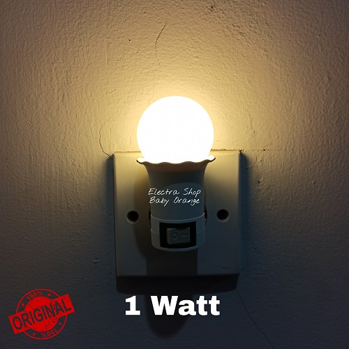 Lampu Tidur Led 1 Watt Warm White Fitting Colok Kuning Non Phili