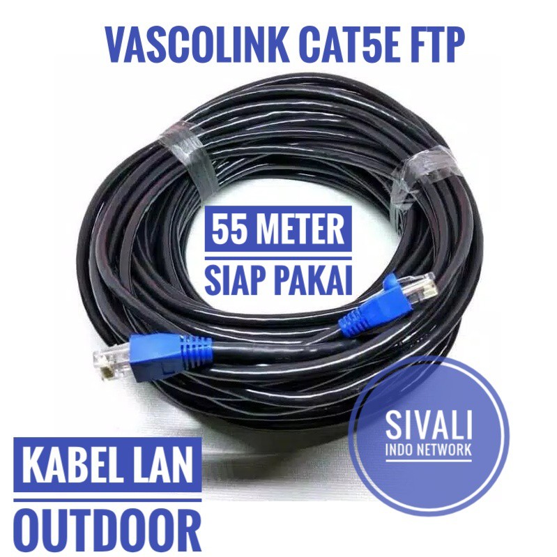 55 METER VASCOLINK KABEL LAN FTP CAT 5E SIAP PAKAI  [CRIMPING RJ45 + BESI + PLUGBOOTH]