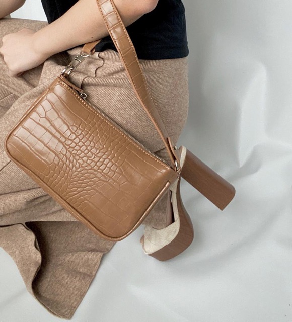 Sundays Attire - MILANO LATTE Shoulder Bag Sling Bag PU Leather Croco / Tas Wanita