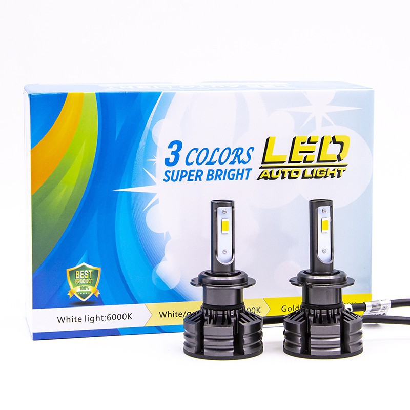 10set/20pcs T6 3warna Lampu Depan Mobil H4 H7 LED H11 HB4 HB3 H8 9012 80W 10000LM 12V CSP Chips