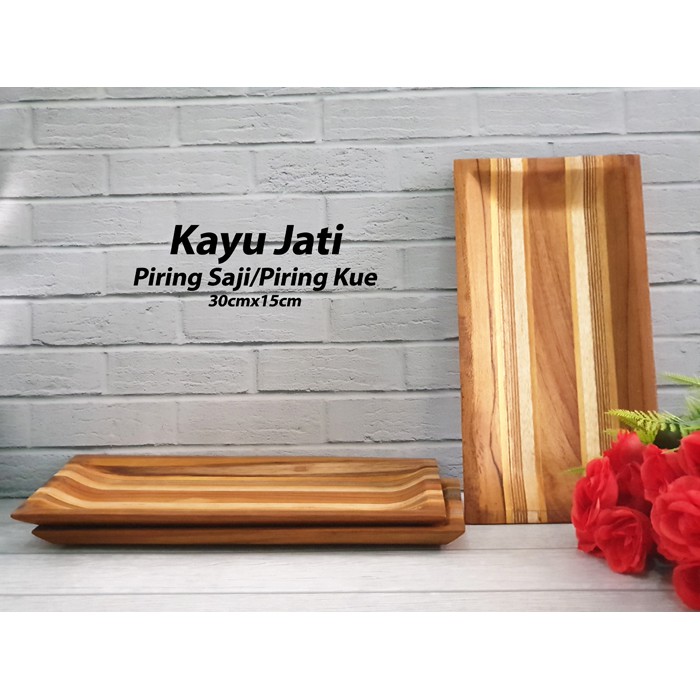 Jual Seil Tray Piring Kue Piring Saji Kayu Jati Tatakan Kayu Jati