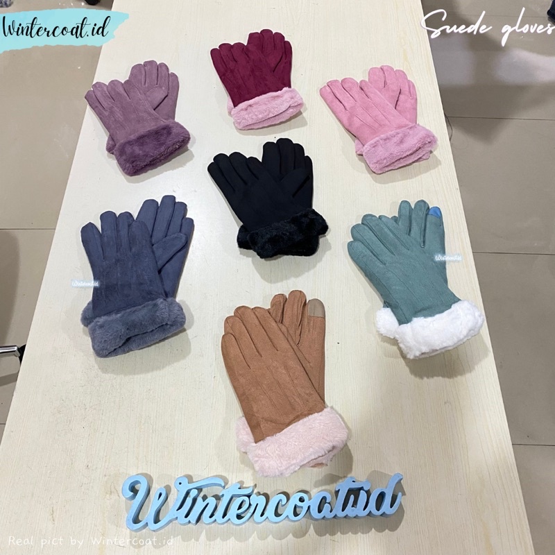 Gloves winter wanita sarung tangan musim dingin suede import hangat bulu fur fashion lara