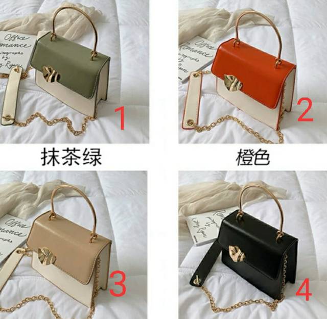 tas impor wanita fashion bahan kulit sintetis handbag murah rantai