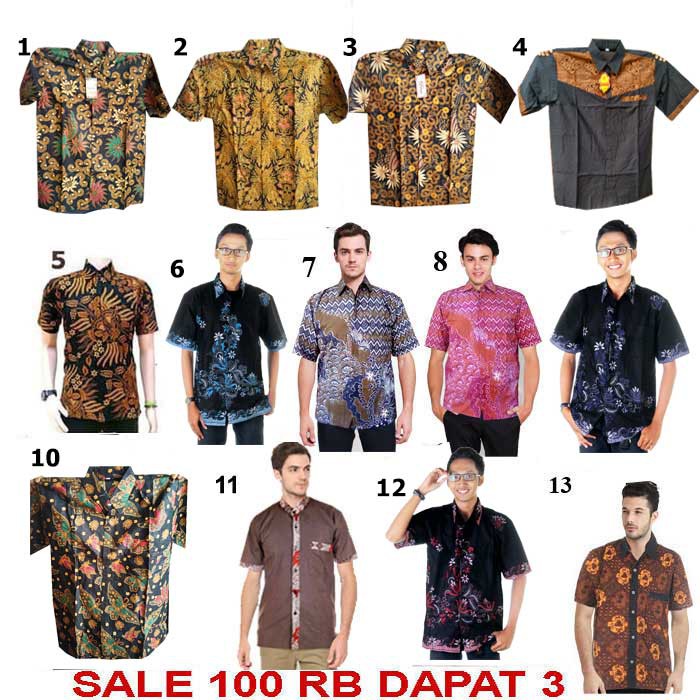 99 ribu Dapat 3 Kemeja Batik Motif Terkini