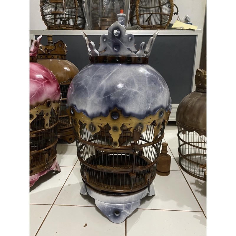 sangkar burung perkutut full kayu jati ruji fiber