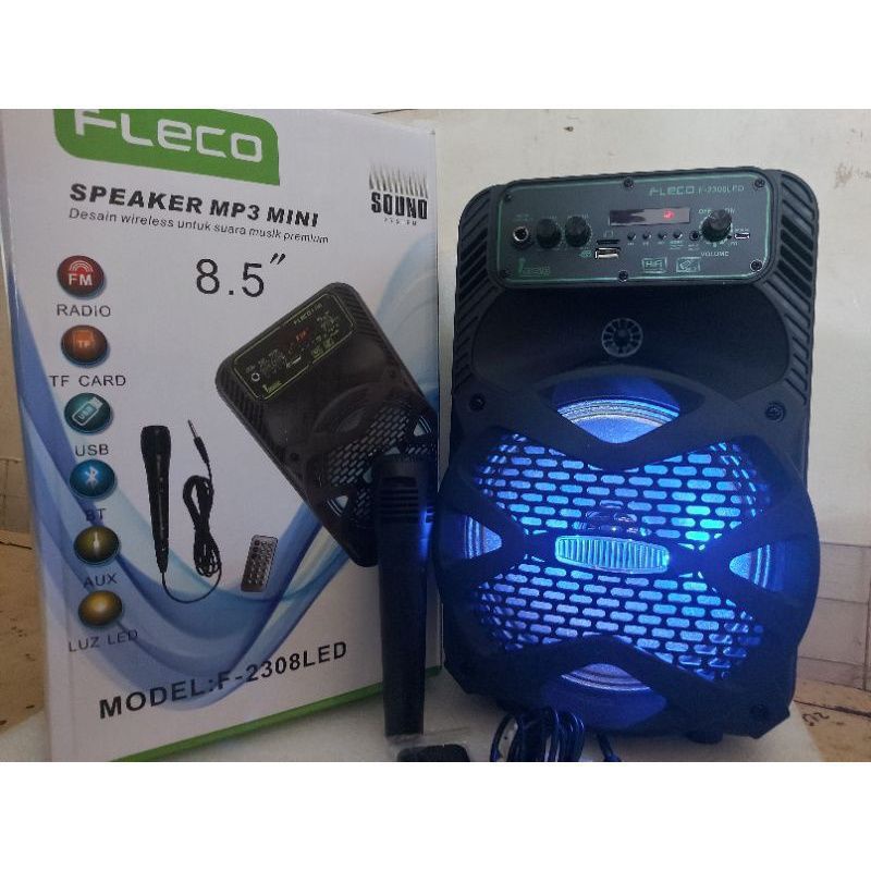 COD SPEAKER BLOETOOTH KARAOKE FLECO F 2308 8.5 INCH/SPEAKER KARAOKE BLOETOOTH PORTABEL/SALON KARAOKE