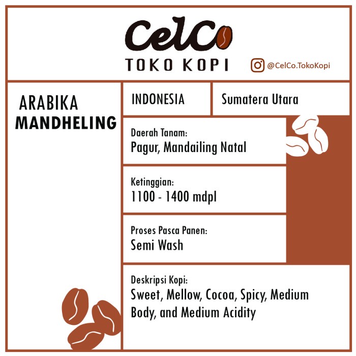 

Kopi Arabika Mandheling 200gr | by Celco Toko Kopi | Kopi Biji&Bubuk