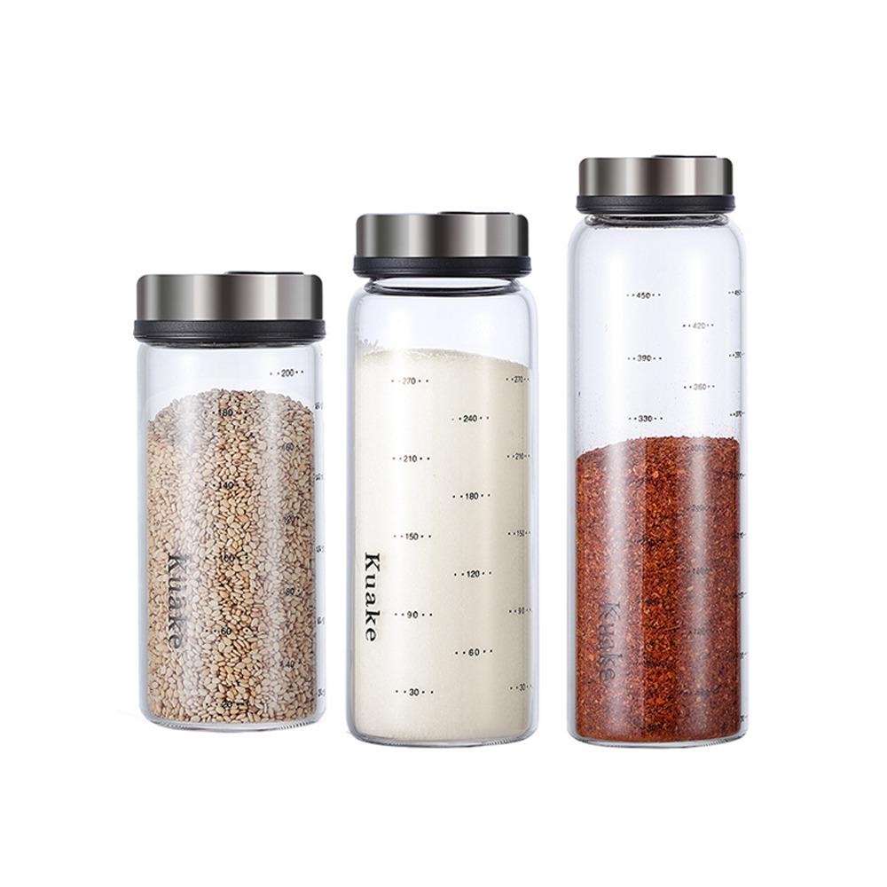 Solighter Glass Seasoning Can Container Seasoning Bottle Botol Dengan Tutup Putar Tangki Penyimpanan Wijen Garam