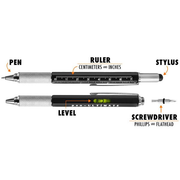 Pena Multifungsi Stylus Penggaris Level Obeng PUTIH -NS34