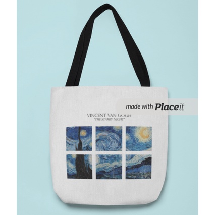 Tote Bag Kanvas Premium The starry nigh Van Gogh
