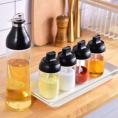 Botol Minyak Tempat Penyimpanan Bumbu Dapur Garam Gula Merica Berkualitas Kaca Kecap Sirup Botol Kaca Madu Kedap Udara Anti Bocor Oil Bottle Spray Fryer Honey / Spice Jar 100/180/200/300/500 ML