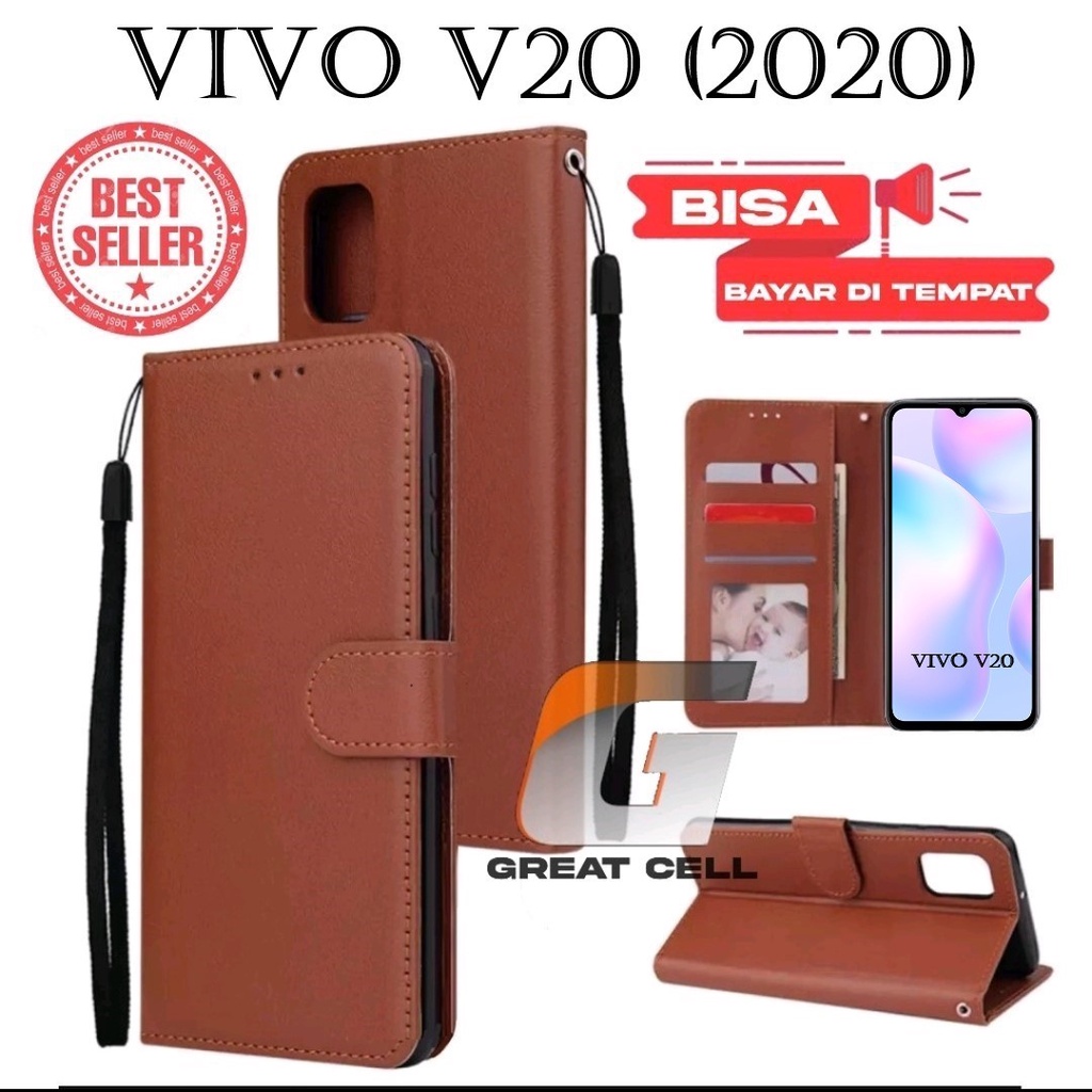 DOMPET HP UNTUK  VIVO V20 (2020) /LEATHER FLIP CASE  VIVO V20 (2020)
