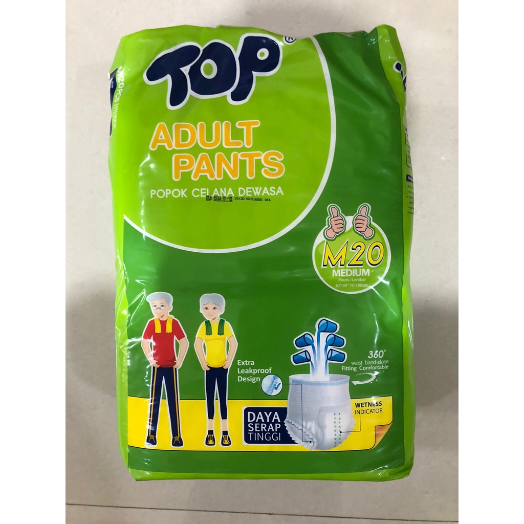 TOP Adult Diapers Pants M20 Popok Celana Dewasa M isi 20