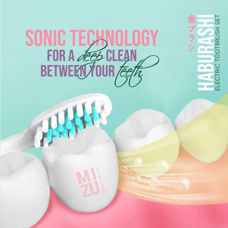 MIZU HABURASHI Electric Toothbrush Set Sonic Vibration Sikat Gigi Elektrik Dewasa USB RECHARGEABLE