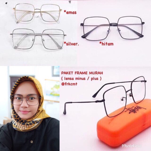 PAKET KACAMATA LENSA MINUS anti radiasi kacamata minus pria wanita 3383 kotak besar