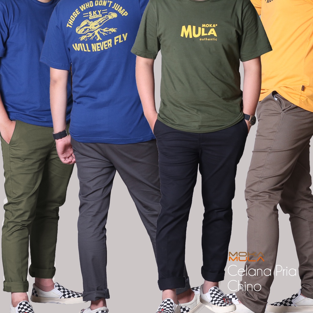 Celana Panjang Pria Chino Bahan Scoot Stretch Original - Mokamula