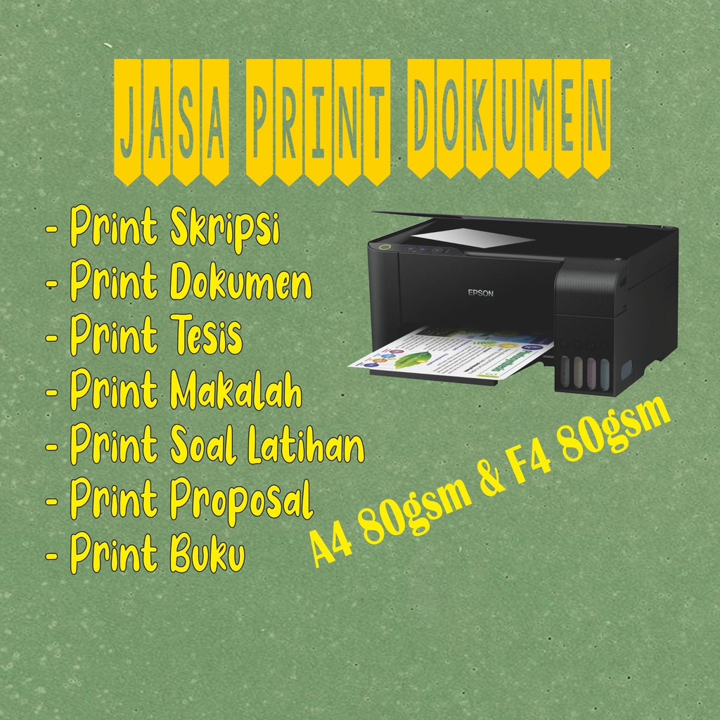 

JASA CETAK PRINT WARNA/BW HVS 80Gsm A4 ( Tanpa Pre-Order) dan murah