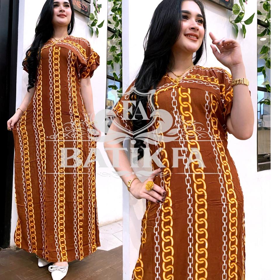 BATIK WANITA DASTER RAYON PANJANG MURAH KEKINIAN BUMIL VELI ( RANTAI CUPITA MONOCROM NAURA TULIP SHA