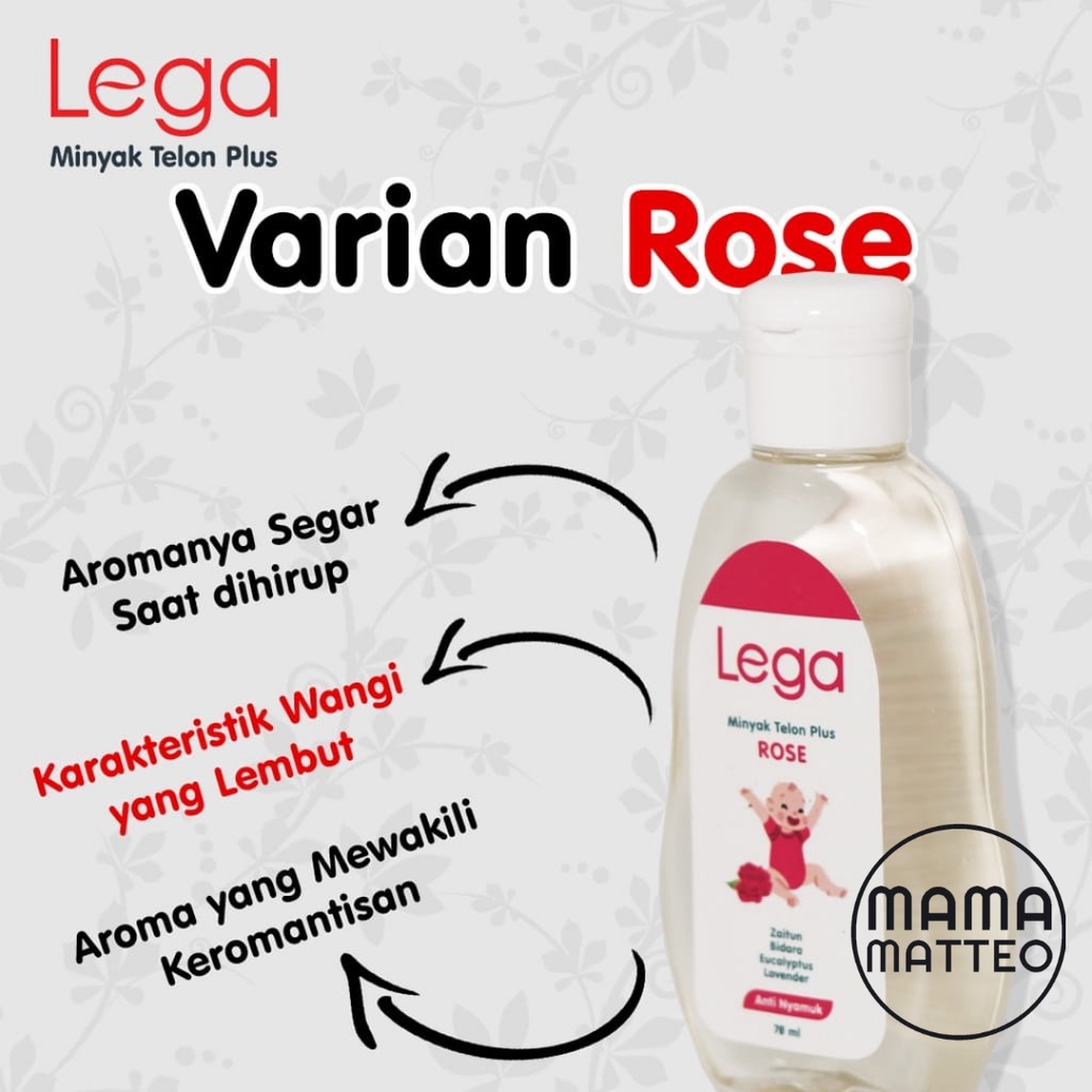 LEGA Minyak Telon Plus Baby 100ml &amp; 70ml Varian Wangi Bunga Rose / Acacia / Aster / Crysan / Telon Oil Minyak untuk Bayi dan Anak / LEGA BANDUNG