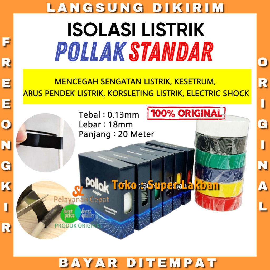 Isolasi Listrik Profesional Pollak Electrical Tape Berkualitas Tersedia Varian Warna