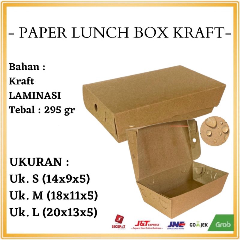 

PAPER LUNCH BOX KRAFT UK S, M & L | Tebal 290 gsm