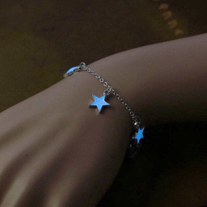 Gelang Tangan Rantai Aksen Bunga Daisy + Bintang + Hati Luminous Untuk Perhiasan Wanita