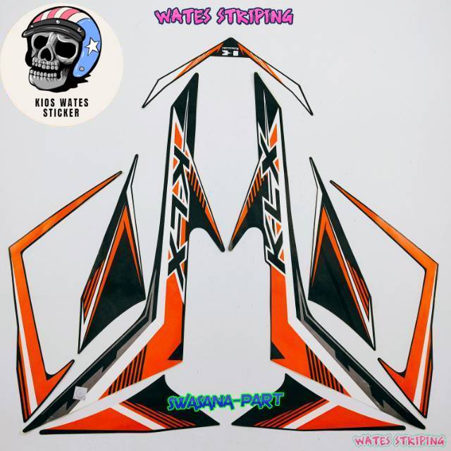 stiker Striping Sticker Lis Les Polet motor kawasaki klx 150 lama oren hitam list body standar terba