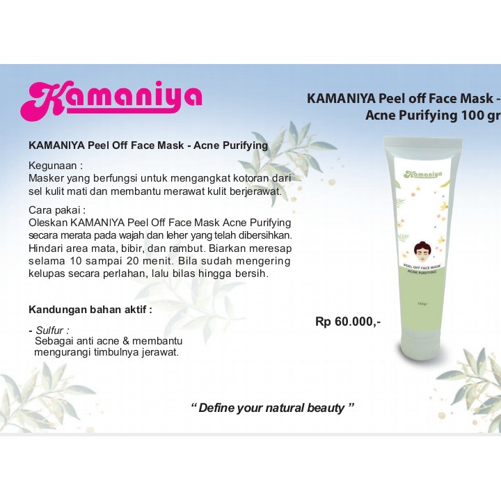 Kamaniya Peel off Face Mask Acne Purifying (100gr)