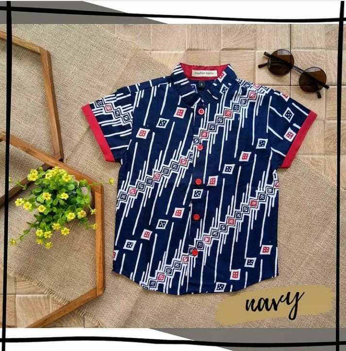 Kemeja Batik Anak Navy Series By Rayhan Batik