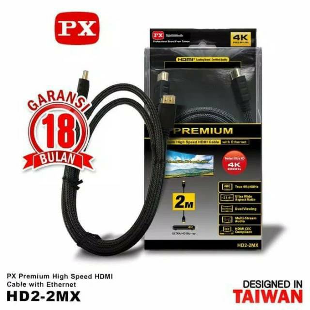 PX Premium Kabel HDMI 2Meter Full HD 4K True