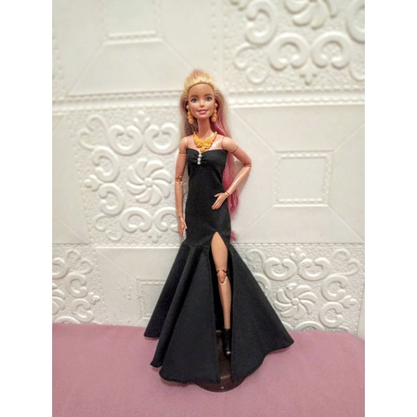 Baju Barbie Gaun Malam, Hitam Mewah Elegan, Bagus Murah, Asli Handmade