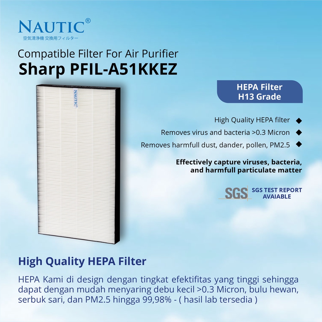 REPLACEMENT HEPA Filter untuk SHARP Air Purifier FP-J60 FP-J60Y FP-J80 FP-J80Y FP-J60TA FP-J80TA / FZ-J80HFE / FZ-J80DFE