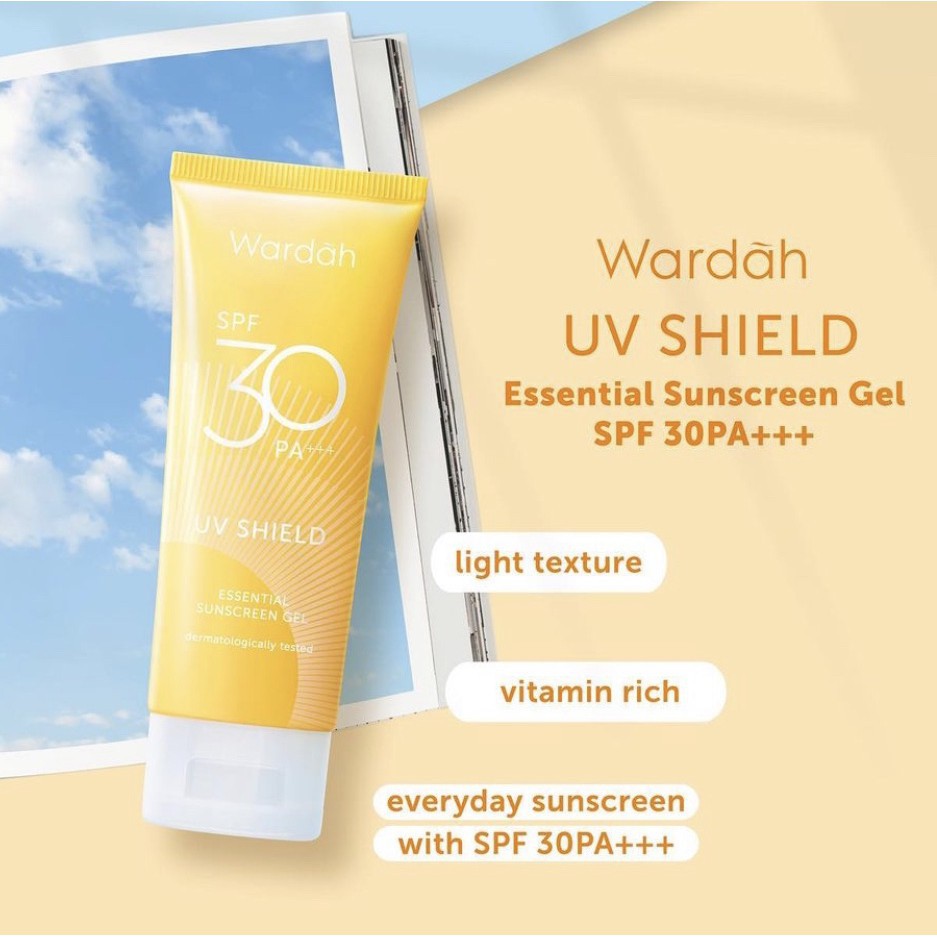 Skinhouseid Sunblock Wardah Sunscreen Gel UV Shield SPF 30 &amp; 50 PA ++++ Original Termurah BPOM