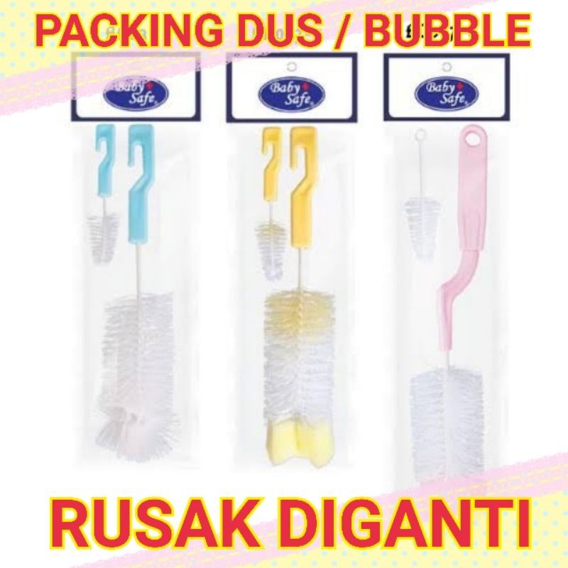 baby safe LYNEA sikat botol isi 2 / 2in1 Babysafe bottle and teat cleaning brush BD037