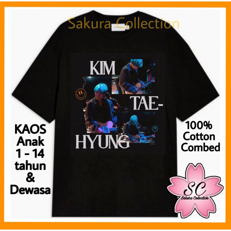 SC Kaos Baju Tshirt Anak &amp; Dewasa KIM TAE HYUNG penyanyi Korea terpopuler musik pop rock metal vintage rap tee Bahan Katun Premium murah terlaris bisa cod dan gratis ongkir H&amp;M