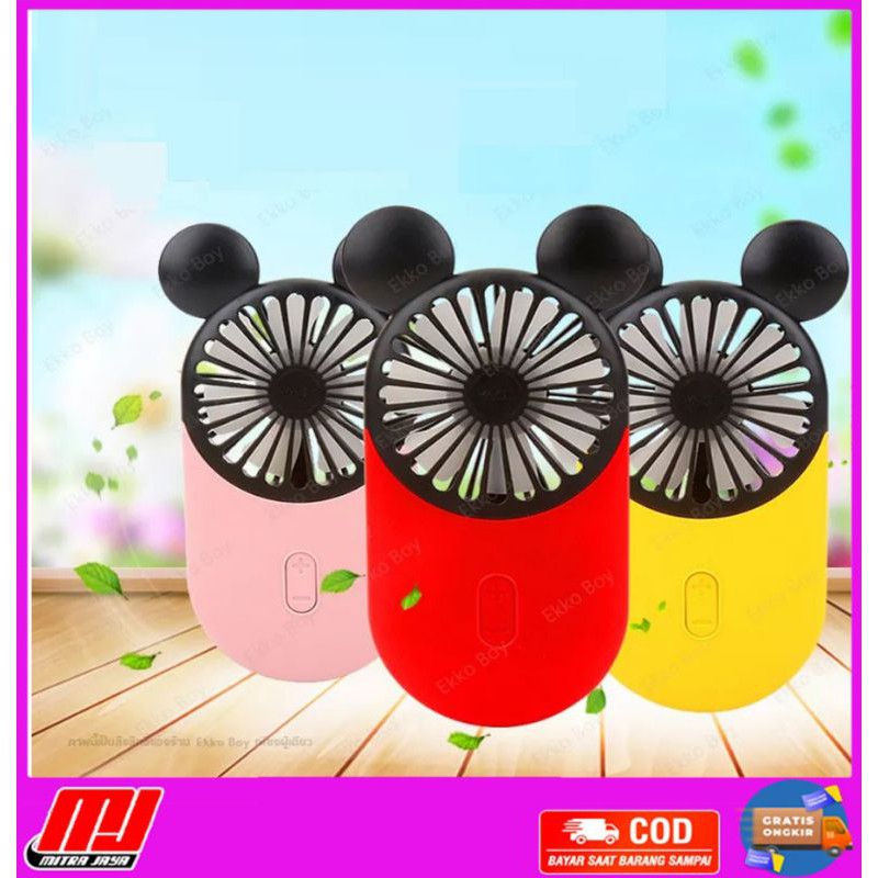 Kipas Angin Lampu Portable Mickey Rabbit Fan Light Cartoon 3 Speed