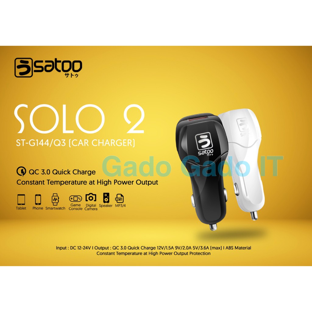 Car Charger SATOO SOLO 2 1Port USB QC 3.0 Quick Charge (G144/Q3)