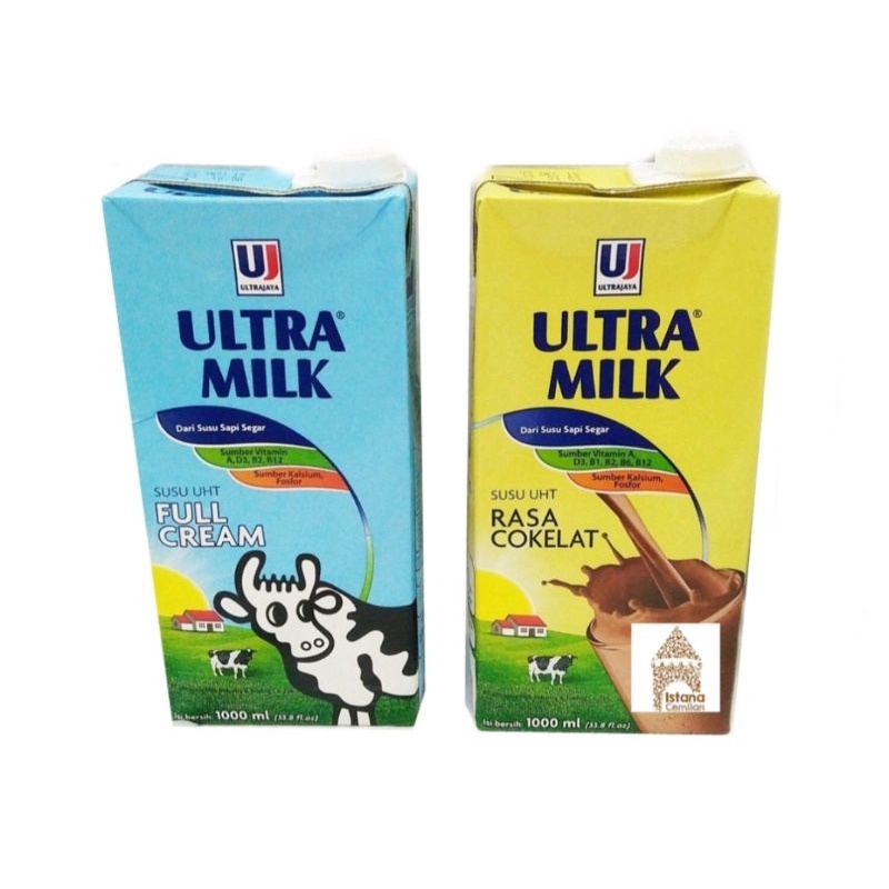 susu kotak besar uht ultra milk 1 liter coklat - full cream