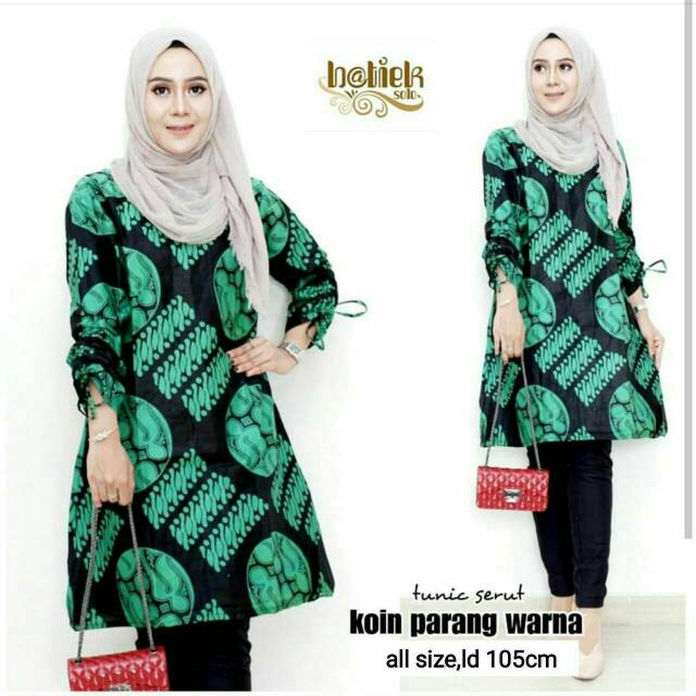 Tunik Lengan Serut Motif Bolo TUNIC NAVBOR YELBOR WHITBOR CREAMBOR TUNIK BATIK MODERN