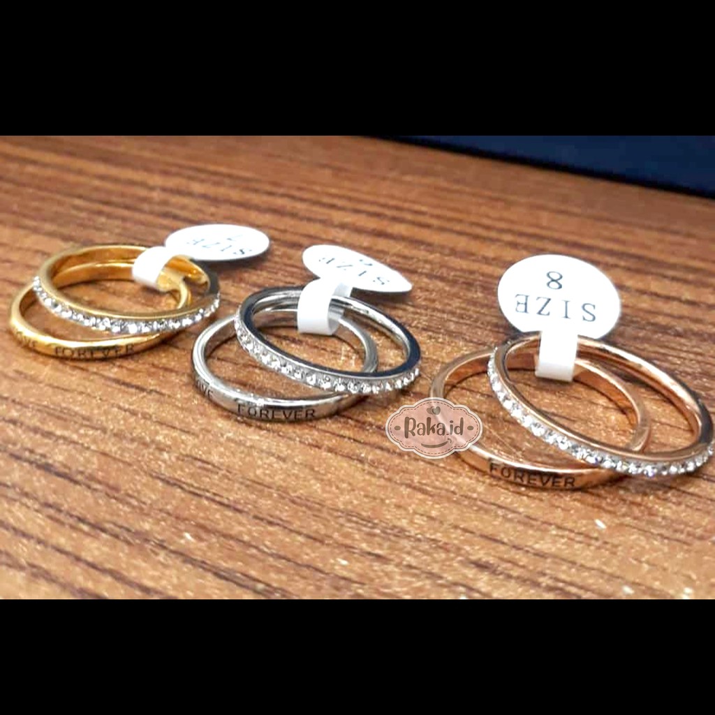 RAKA Acc - Cincin Wanita Cincin Set 2 Pcs Permata Sirkon Aksesoris Perhiasan Wanita 428