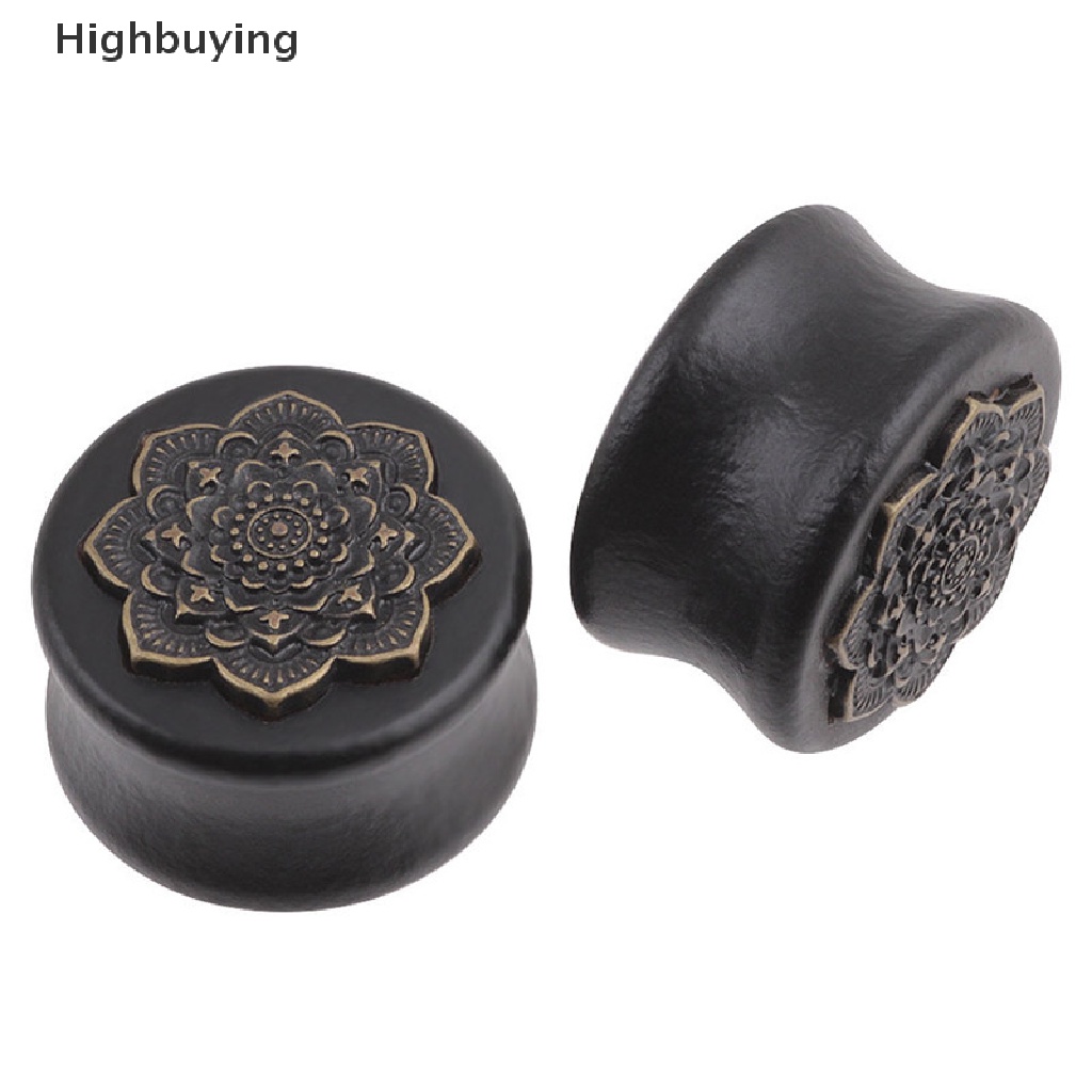 Hbid Ear Plug Pembesar Lubang Tindik Telinga Bahan Kayu Organik Motif Bunga Glory