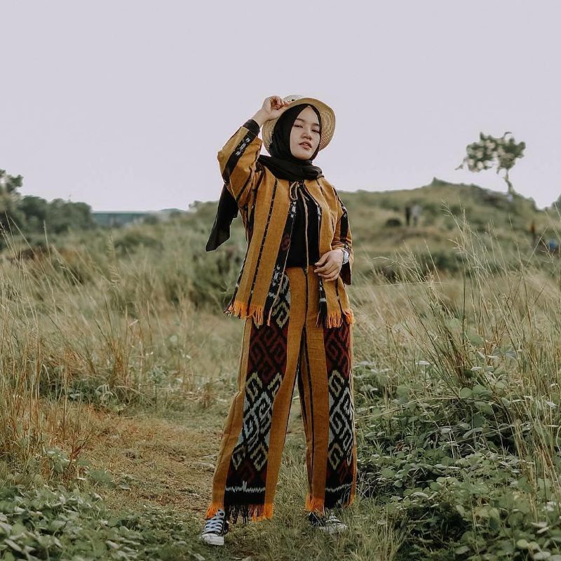 baju batik setelan wanita tenun endek premium