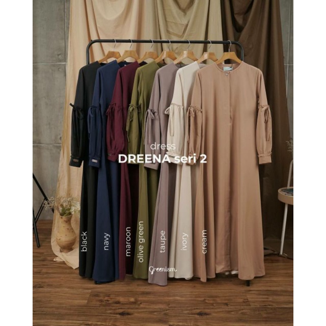 GAMIS MUSLIM POLOS KONDANGAN/PESTA PAKAIAN WANITA  DREENA DRESS BY GREENISM