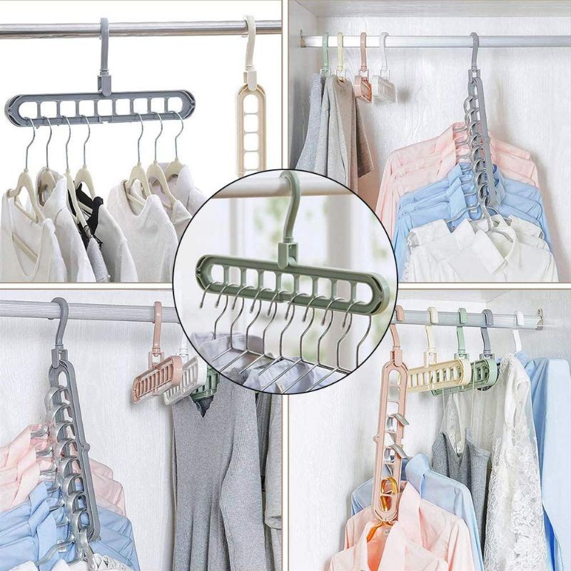 Gantungan Baju 9IN1 / Magic Hanger Celana Jilbab Handuk Syal Dasi Sapu Tangan 9 Susun Lemari / Jemuran Pakaian Celemek Kaus Kaki Ikat